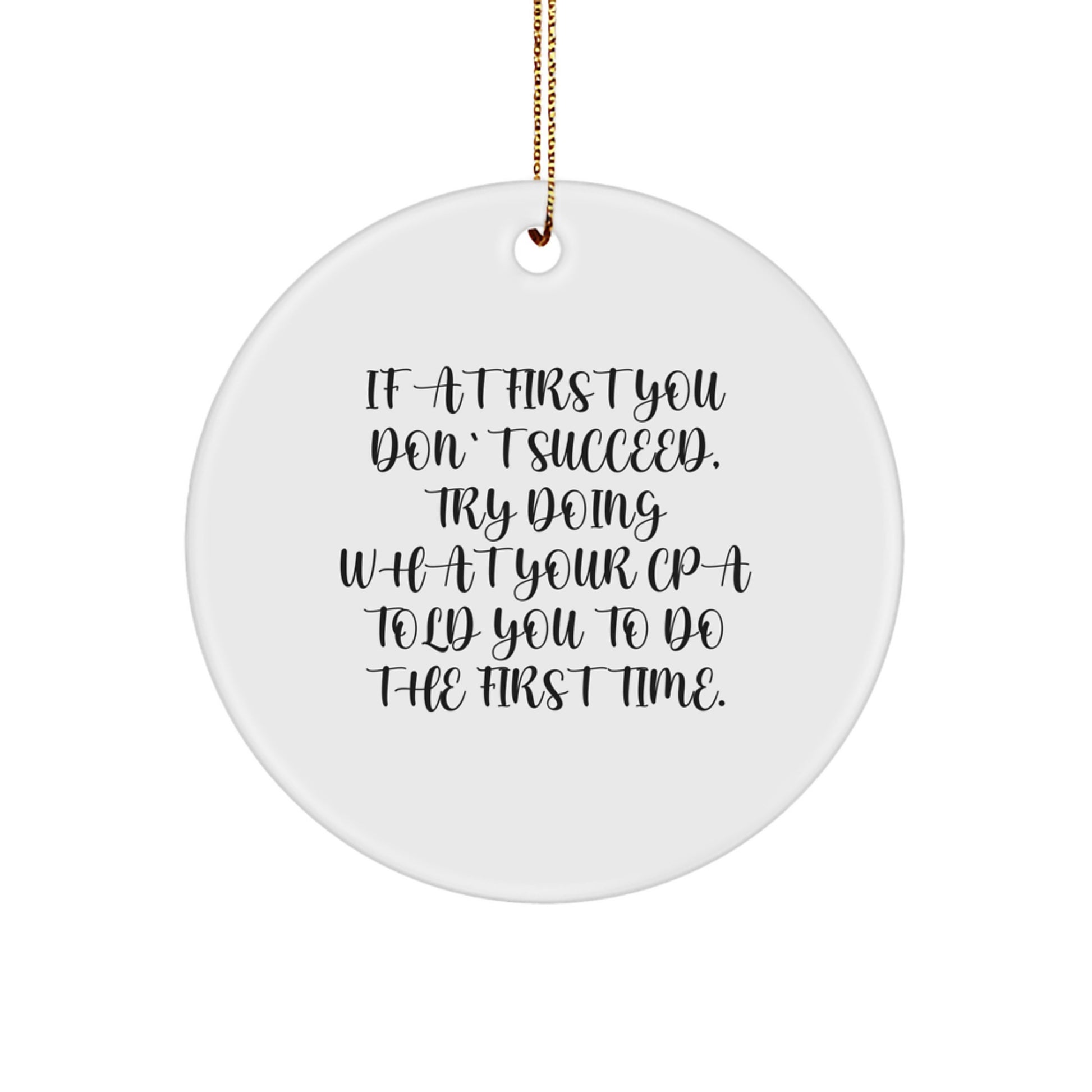 Funny 'If At First You Don't Succeed, Try Doing What Your CPA Told You To Do The First Time.' Gifts from CPA to CPA for Christmas - Image 1