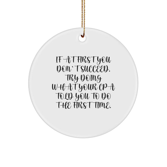 Funny 'If At First You Don't Succeed, Try Doing What Your CPA Told You To Do The First Time.' Gifts from CPA to CPA for Christmas - Image 1
