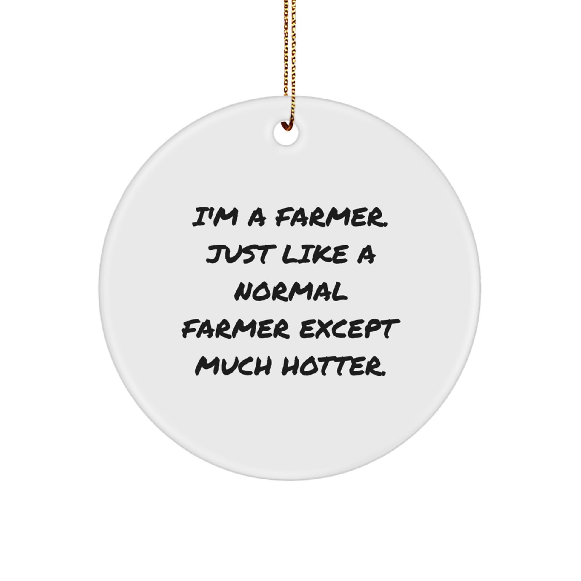 Funny Farmer Christmas Unique Gifts from Friends for Men Farmer Ornament, 'I'm a Farmer, Just Like a Normal Farmer Except Much Hotter', Circle Decoration - Image 1