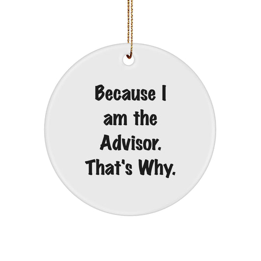 Funny Advisor Gifts for Advisor from Friends, Circle Ornament Quote Advisor Gifts from Family, Christmas Unique Advisor Circle Ornament - Image 1