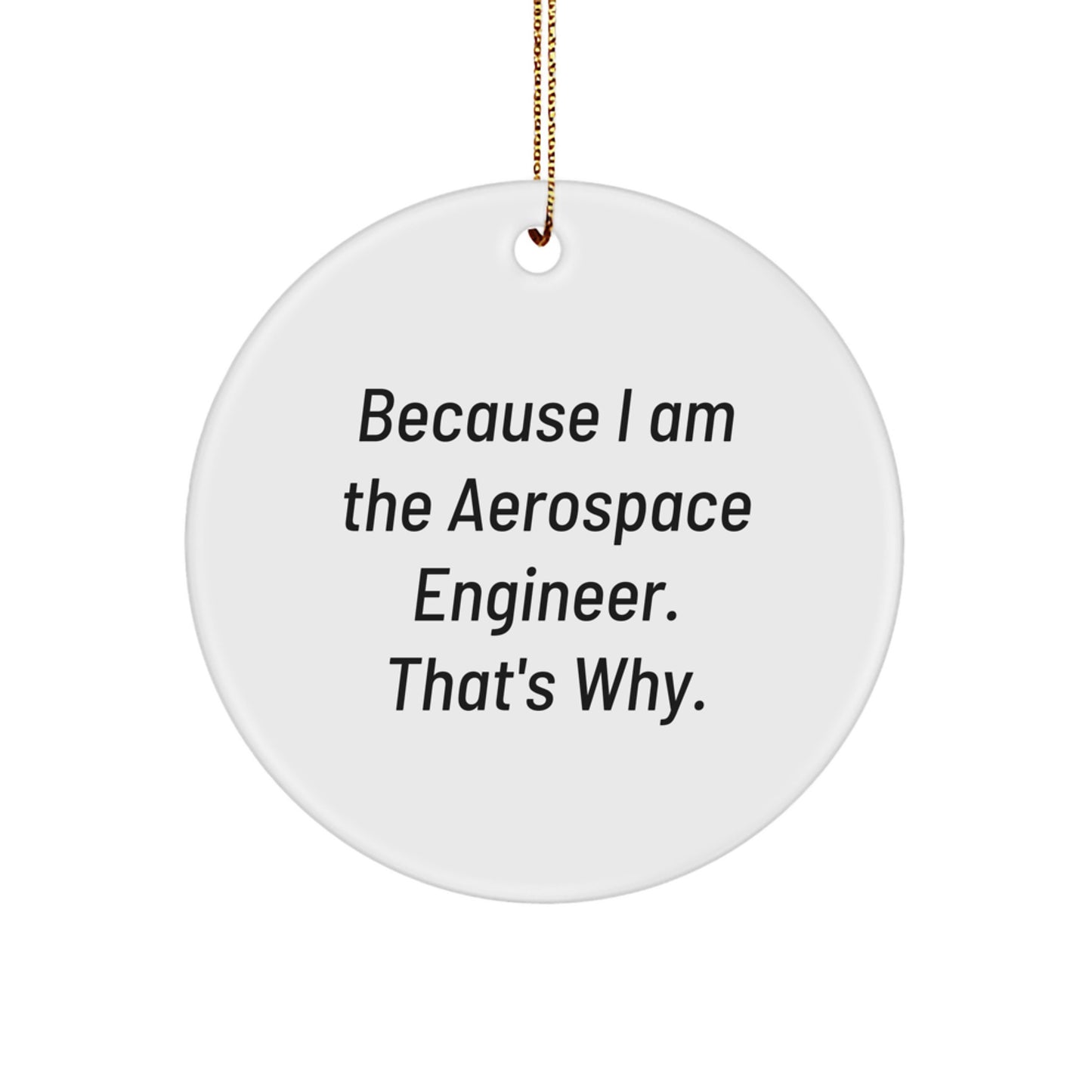Aerospace Engineer Gifts from Friends Unique Circle Ornament Because I Am The Aerospace Engineer That's Why, Funny Christmas Decoration for Men Women Coworkers Family - Image 1