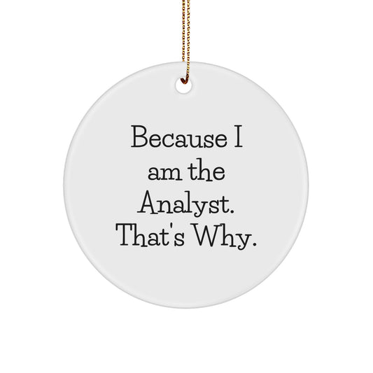 Funny Analyst Gifts, Because 'I Am The Analyst. That's Why.' Circle Ornament for Men, Women, Coworkers, Friends, Family - White - Christmas Unique Gifts from Friends - Image 1