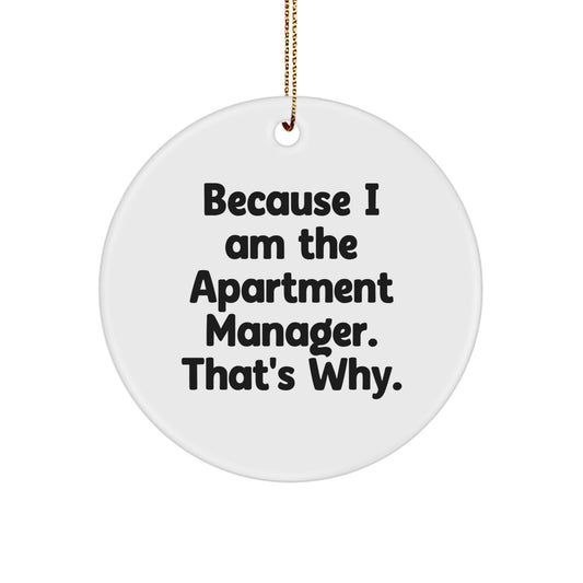 Funny Apartment Manager Gift, Because I Am The Apartment Manager That's Why, Circle Ornament for Christmas Unique Gifts from Friends to Apartment Manager - Image 1