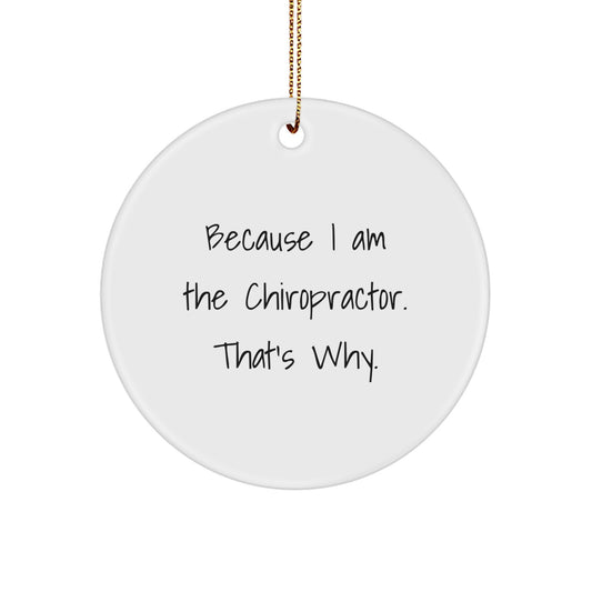 Chiropractor Gifts from Friends - Funny Circle Ornament Because I Am - Unique Christmas Decorations for Office - Image 1