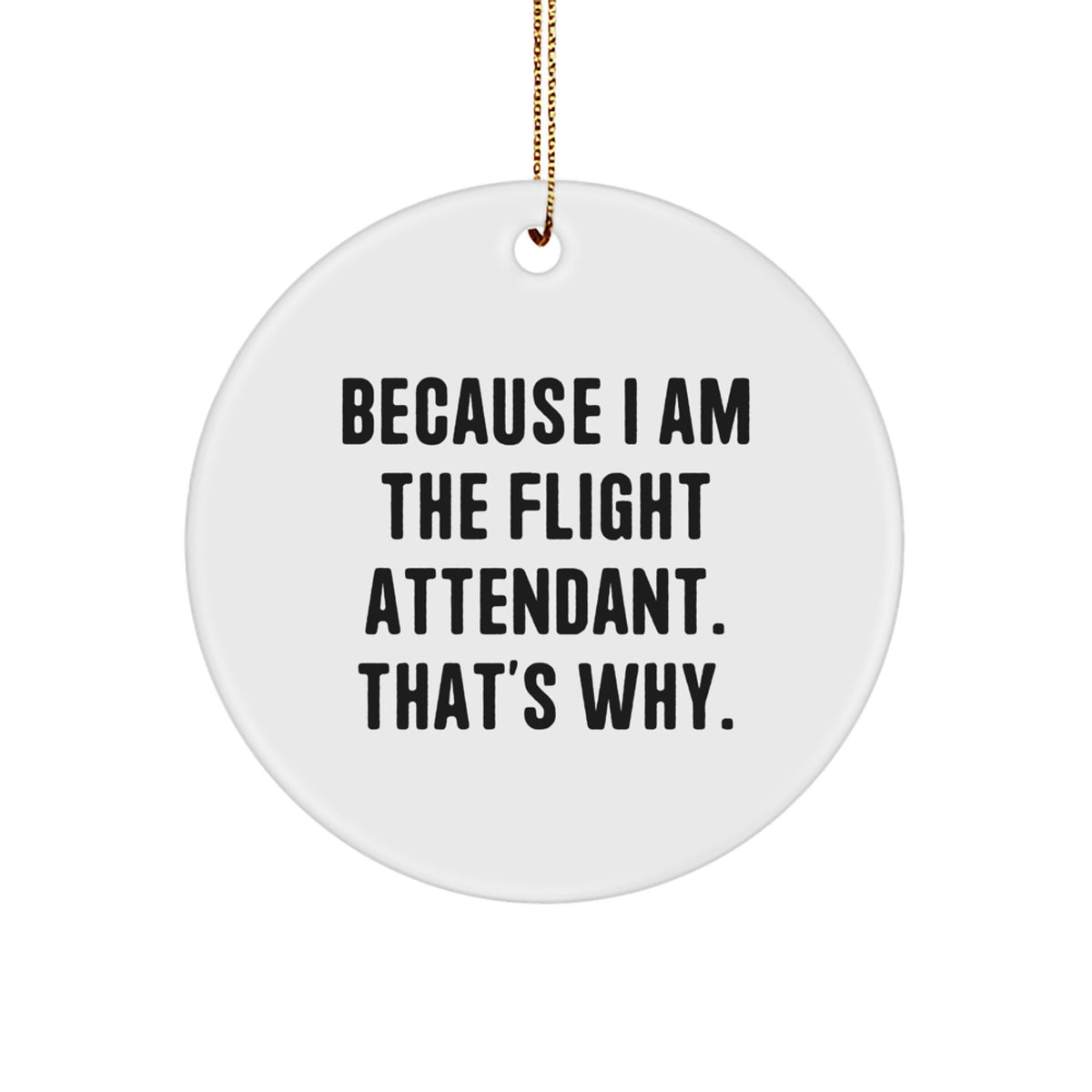 Funny Flight Attendant Gifts for Men, Unique Circle Ornament from Friends, Because I Am The Flight Attendant. That's Why. - Image 1