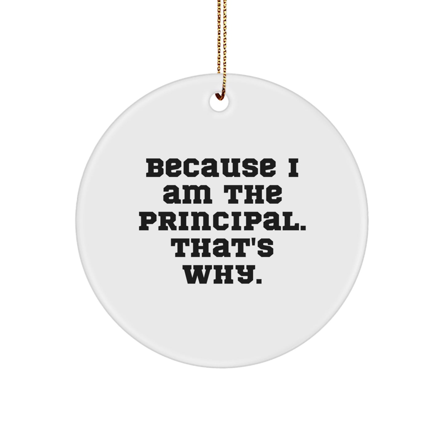 Funny Principal Gifts for Christmas - Circle Ornament Because I Am The Principal That's Why Gifts from Men to Principal - Image 1