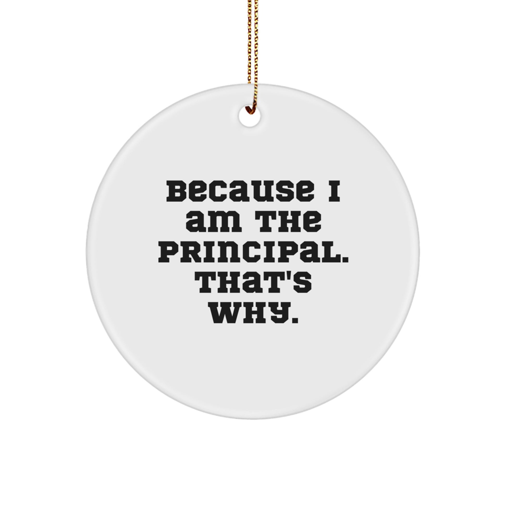 Funny Principal Gifts for Christmas - Circle Ornament Because I Am The Principal That's Why Gifts from Men to Principal - Image 1