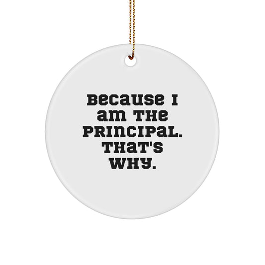 Funny Principal Gifts for Christmas - Circle Ornament Because I Am The Principal That's Why Gifts from Men to Principal - Image 1