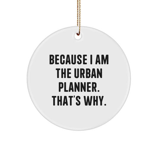 Funny Urban Planner Gifts for Friends from Men, Urban Planner Circle Ornament, Because 'I Am The Urban Planner. That's Why.' Christmas Unique Gifts - Image 1