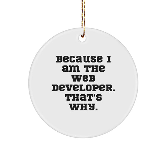 Funny Web Developer Circle Ornament Gifts from Friends, Unique Christmas Decoration for Men, Women, Coworkers, Family, Because I Am The Web Developer That's Why - Image 1