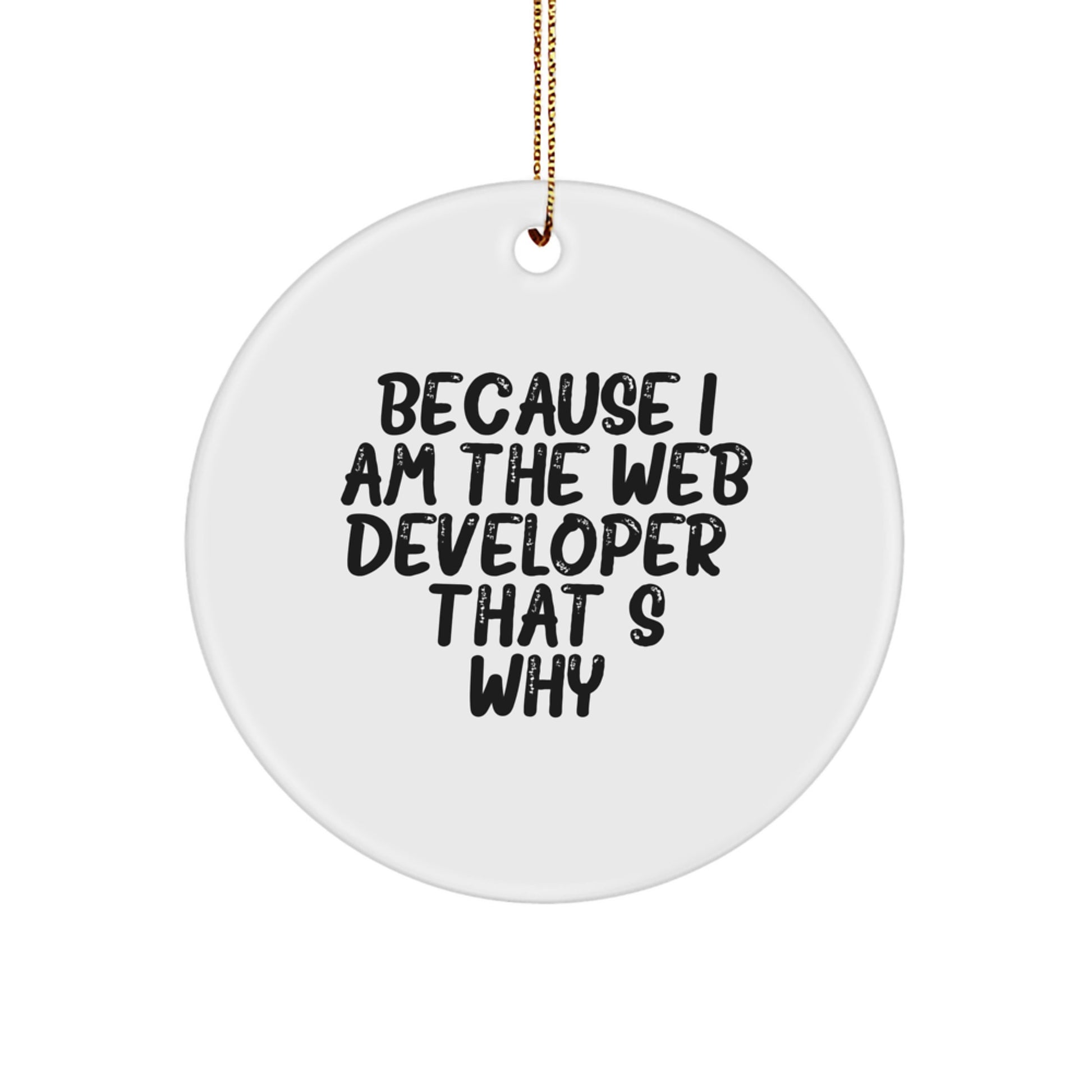 Funny Web Developer Gifts from Friends, Web Developer Circle Ornament for Men, Because I Am The Web Developer, That's Why. Christmas Unique Ornaments for Web Developers, Web Developer Decorations - Image 1