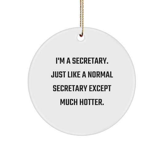Funny Secretary Gifts, Circle Ornament for Secretary Friends, I'm A Secretary Just Like A Normal Secretary Except Much Hotter Christmas Unique Gifts from Friends - Image 1