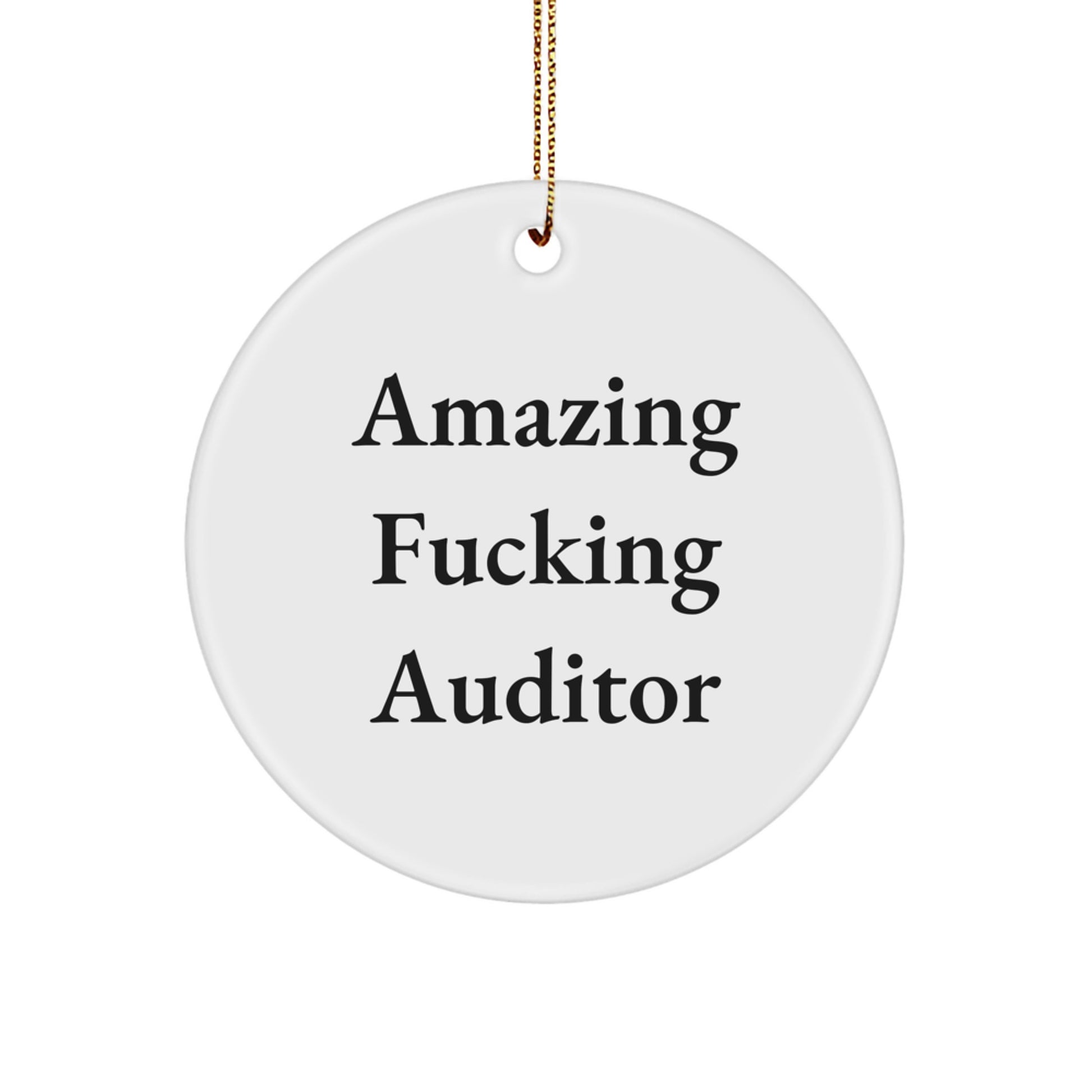 Funny Auditor Gifts from Friends for Men Christmas Unique Circle Ornaments with Amazing F--king Auditor Quote - Image 1