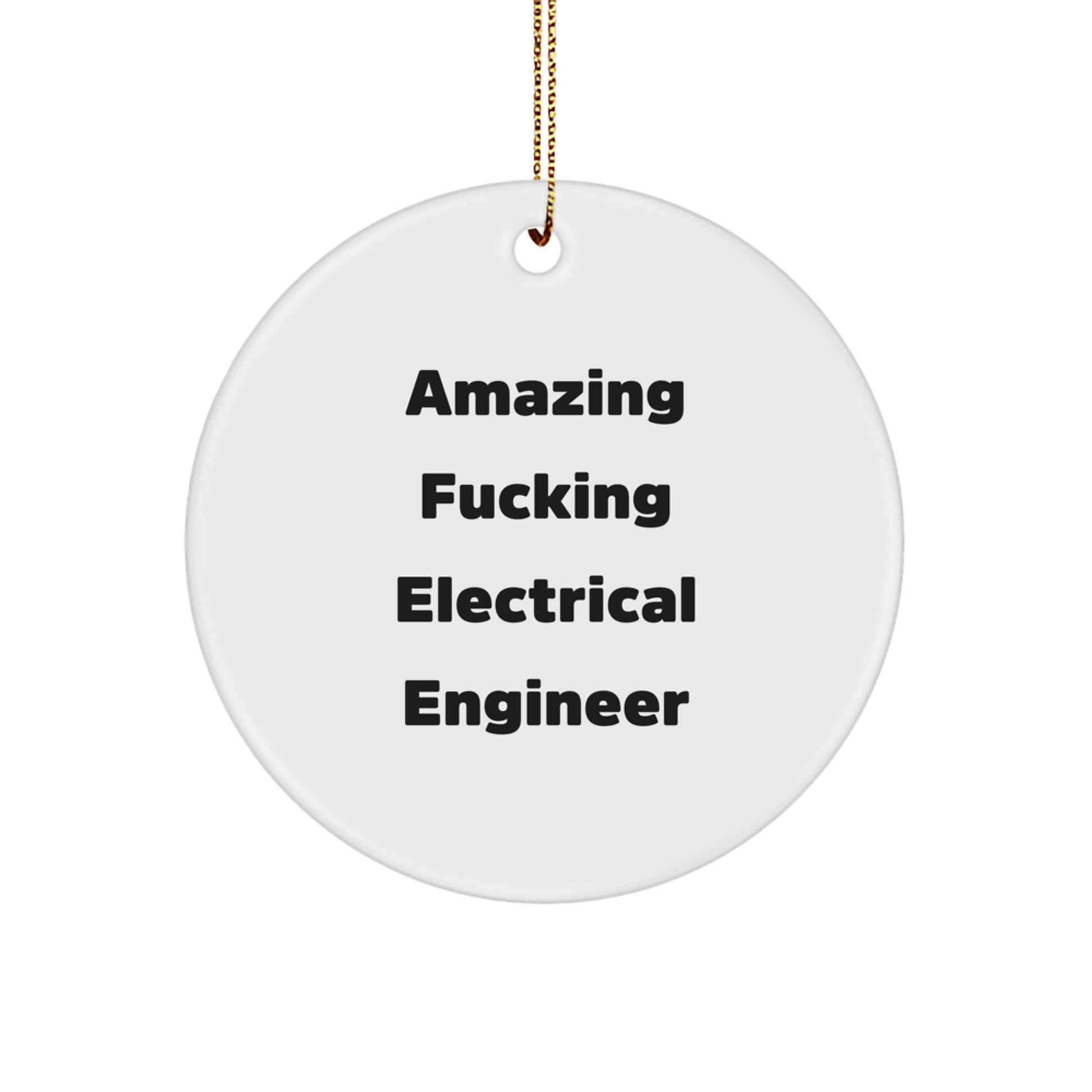 Funny Electrical Engineer Gifts for Men from Friends - Circle Ornament with Amazing F--king Electrical Engineer Quote - Image 1