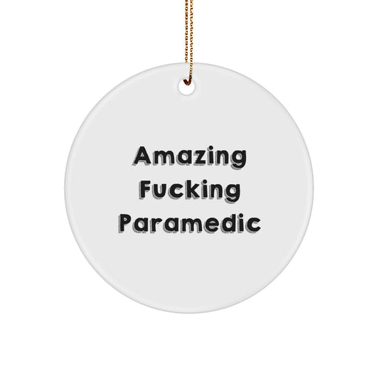 Funny Rescue Worker Gifts from Friends, Men, Women, Coworkers, Family for Rescue Worker, Men, Women, Friends, Coworkers, Family - Amazing F--king Rescue Worker Circle Ornament Christmas Unique - Image 1