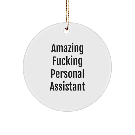 Funny Personal Assistant Gifts for Christmas - Circle Ornament 'Amazing F--king Personal Assistant' - Men Women Friends Coworkers Family - Unique Christmas Unique Gifts from Friends Family - Image 1