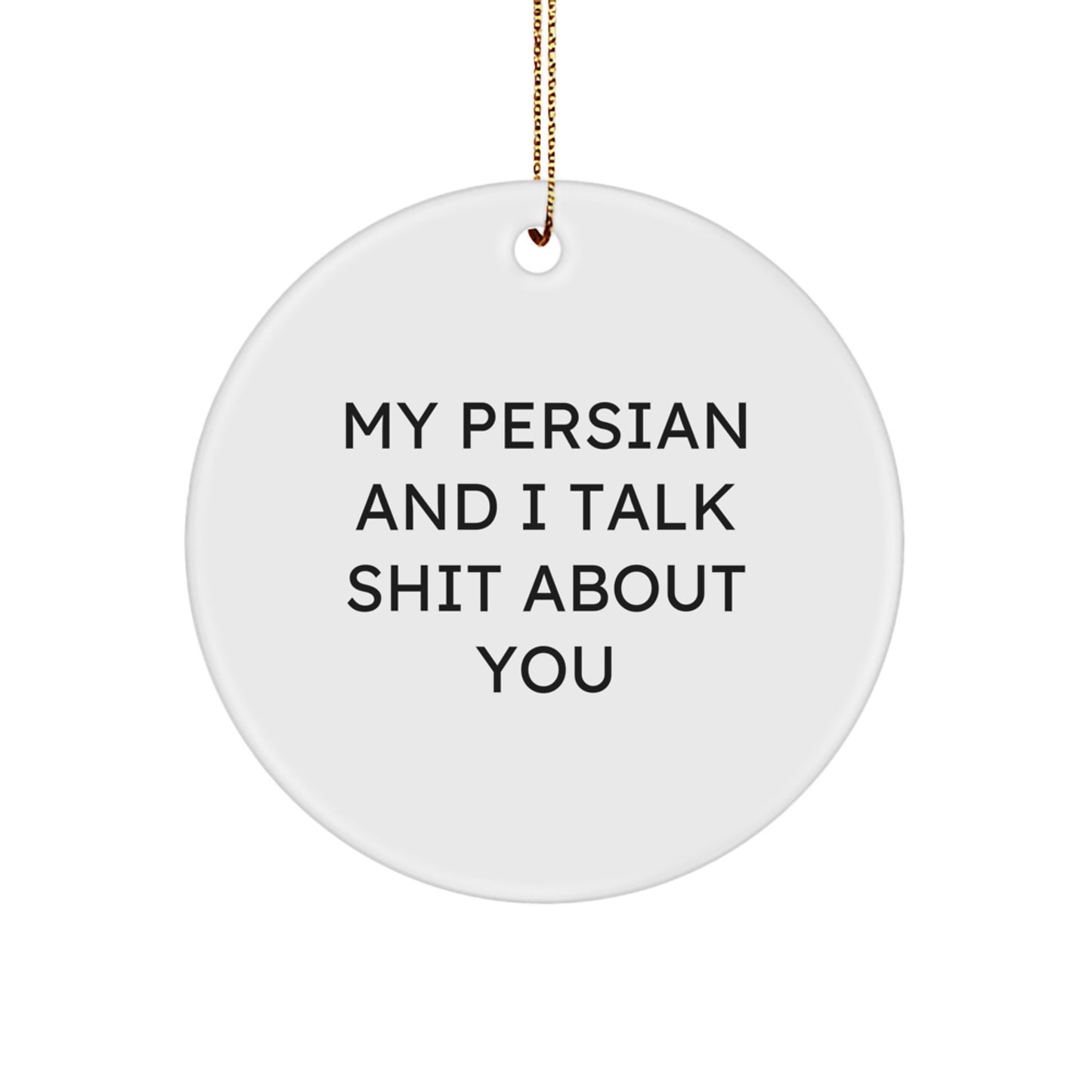 Funny Persian Cat Circle Ornament for Christmas Unique Gifts - My Persian And I Talk Shit About You - Image 1