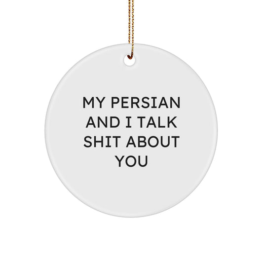 Funny Persian Cat Circle Ornament for Christmas Unique Gifts - My Persian And I Talk Shit About You - Image 1