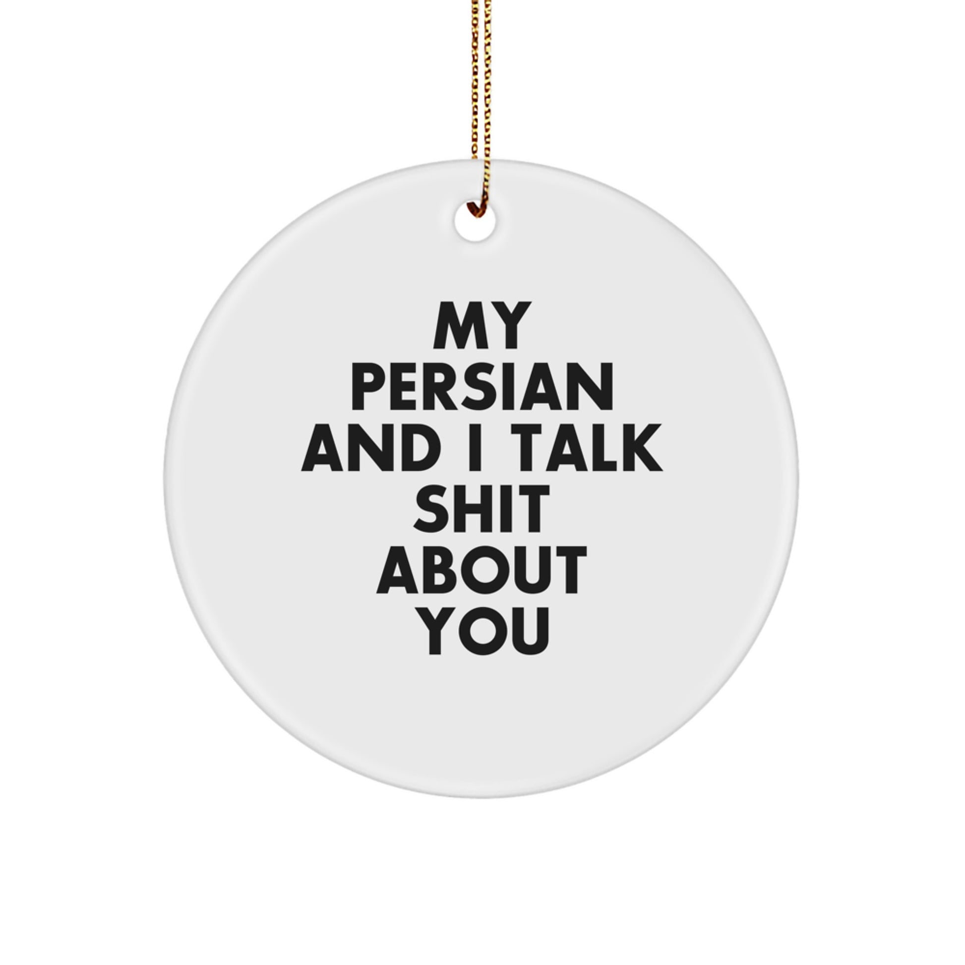 Funny Persian Cat Circle Ornaments for Christmas Unique Gifts from Friends, Unique Circle Ornaments for Persian Cat Lovers, My Persian And I Talk Shit About You - Image 1