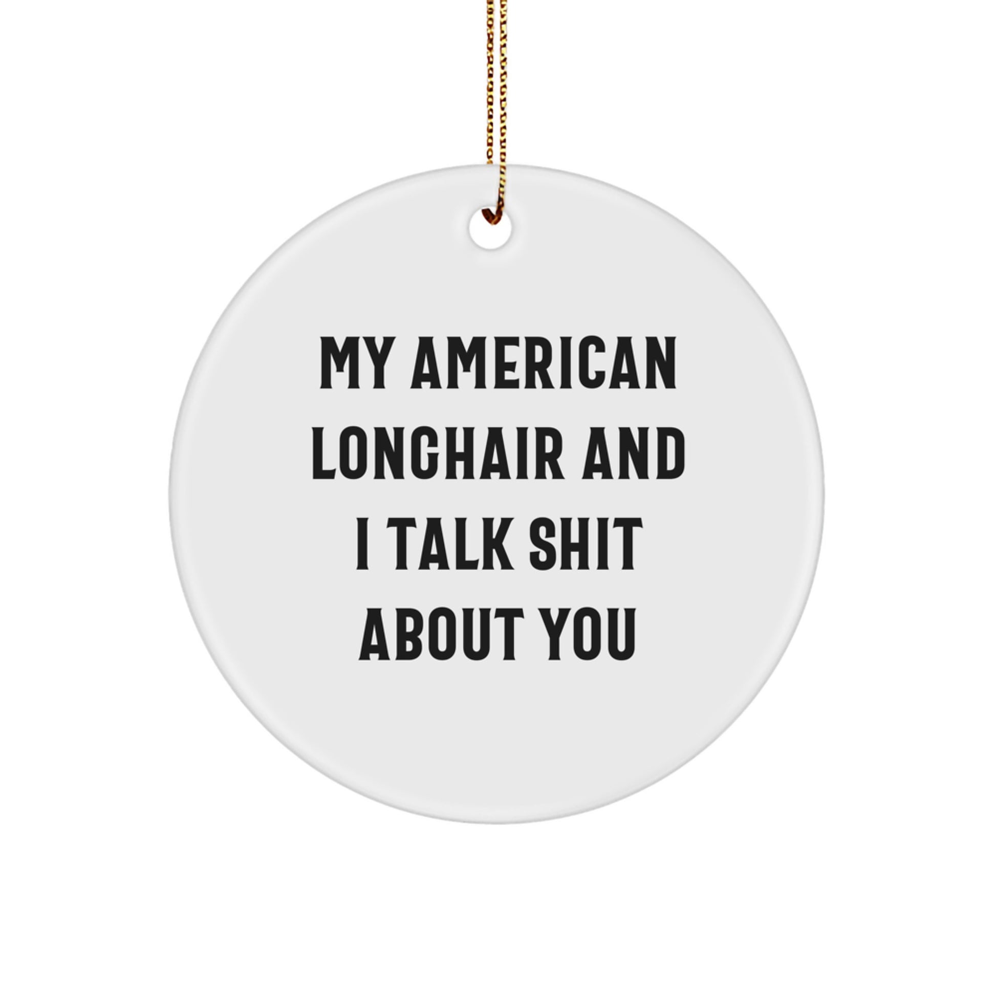 Funny American Longhair Cat Circle Ornament Gifts for American Longhair Cat Lovers from Friends and Family - Image 1