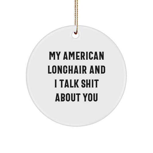 Funny American Longhair Cat Circle Ornament Gifts for American Longhair Cat Lovers from Friends and Family - Image 1