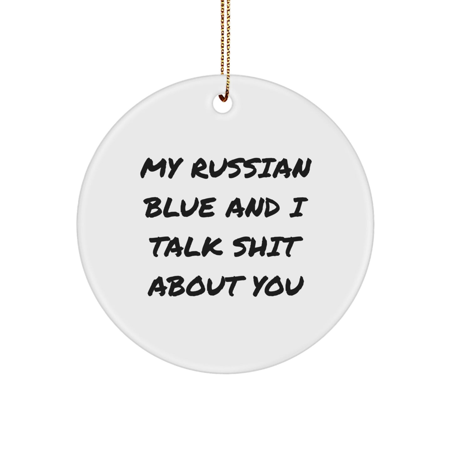 Funny Russian Blue Cat Circle Ornament Gifts from Family for Men - Image 1