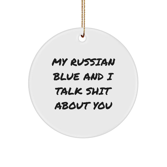 Funny Russian Blue Cat Circle Ornament Gifts from Family for Men - Image 1
