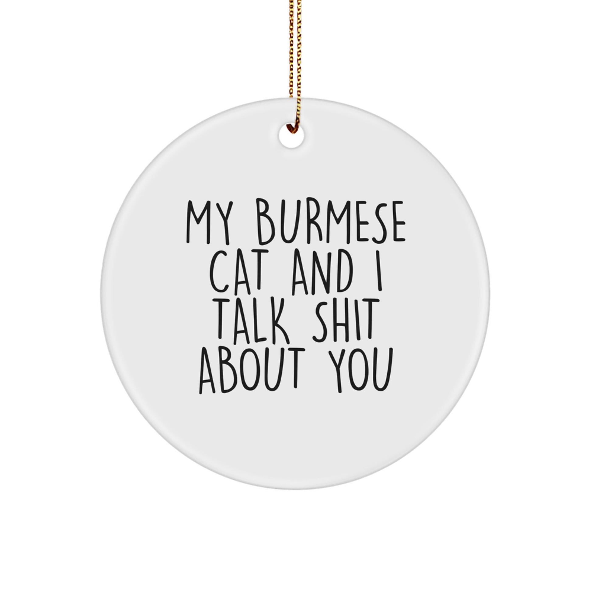 Burmese Cat Lover Gifts from Friends for Christmas Unique Circle Ornament Funny Quotes - Image 1