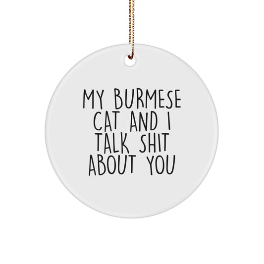Burmese Cat Lover Gifts from Friends for Christmas Unique Circle Ornament Funny Quotes - Image 1