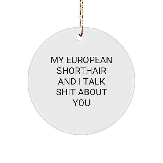Funny European Shorthair Cat Christmas Circle Ornament Gifts from Men to Friends, Gifts for European Shorthair Cat Lovers - Image 1