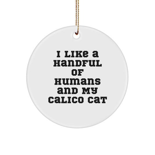 Calico Cat Circle Ornament Gifts from Men to Women for Calico Cat Lovers with Funny Quote - Image 1