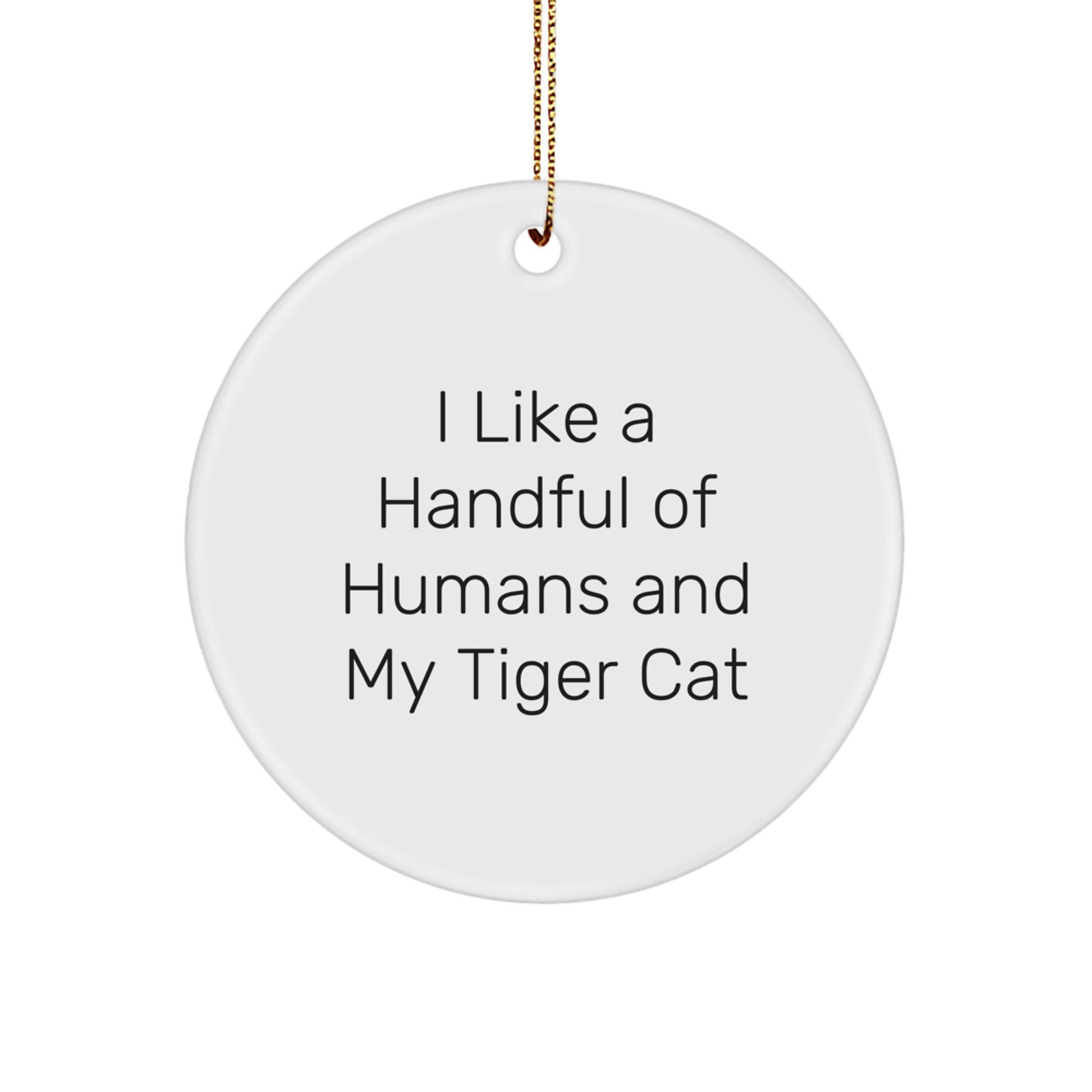 Funny Tiger Cat Lover Gifts for Men from Friends - Circle Ornament, I Like A Handful Of Humans And My Tiger Cat - Image 1