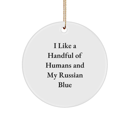 Fun Russian Blue Cat Circle Ornament Gifts from Friends for Russian Blue Cat Lovers during Christmas - Image 1