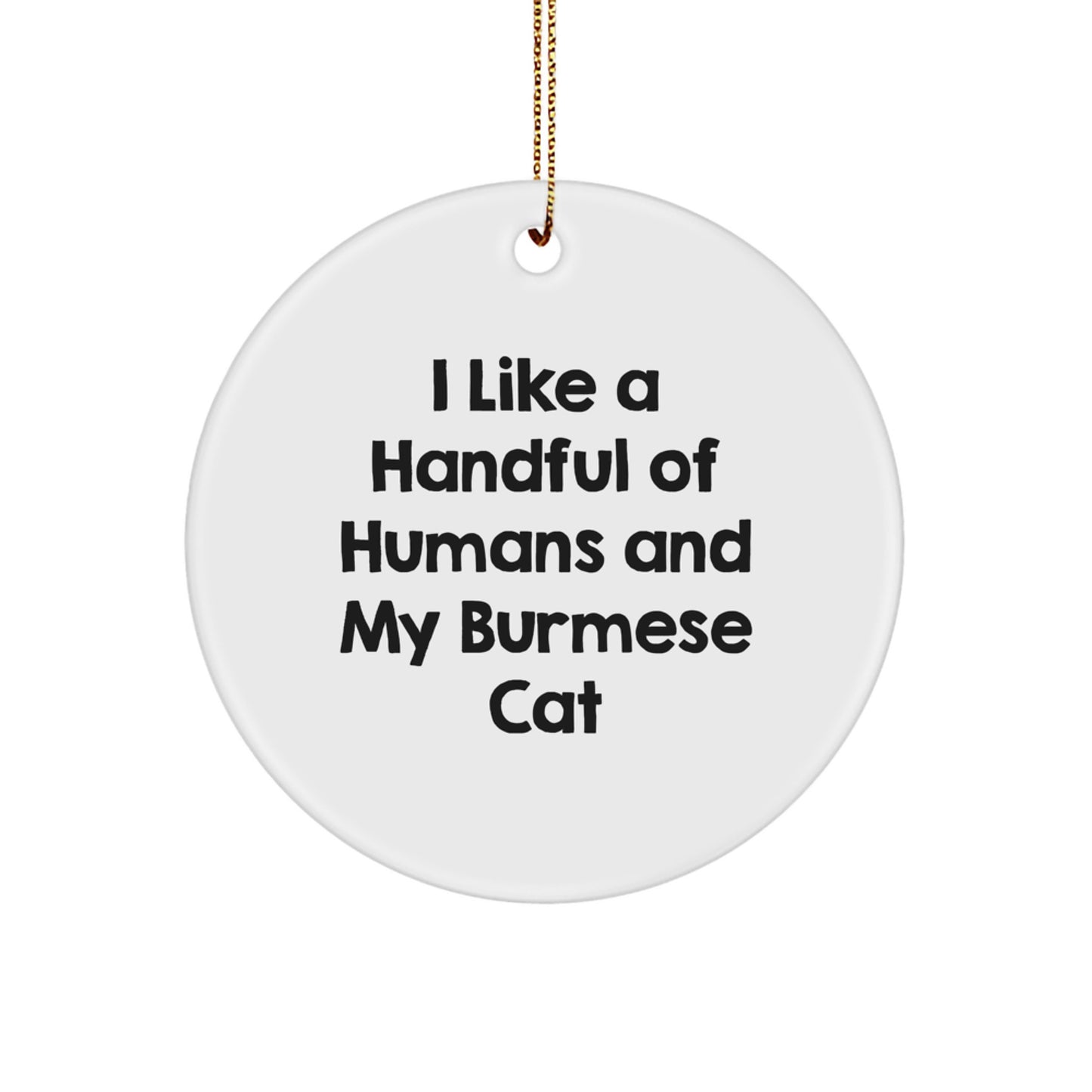 Burmese Cat Lover's Circle Ornament, I Like A Handful Of Humans And My Burmese Cat, Funny Cat Gifts for Friends and Family Christmas Unique Ornaments - Image 1
