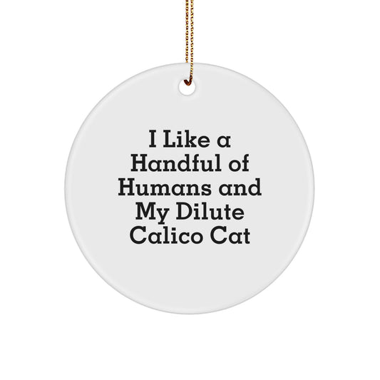 Funny Dilute Calico Cat Circle Ornament Gifts for Men Women Friends Family from Humans - Image 1