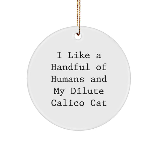 Dilute Calico Cat Gifts from Friends - Cute Dilute Calico Cat Circle Ornament for Dilute Calico Cat, Funny Quote, Christmas Unique Gifts - Image 1