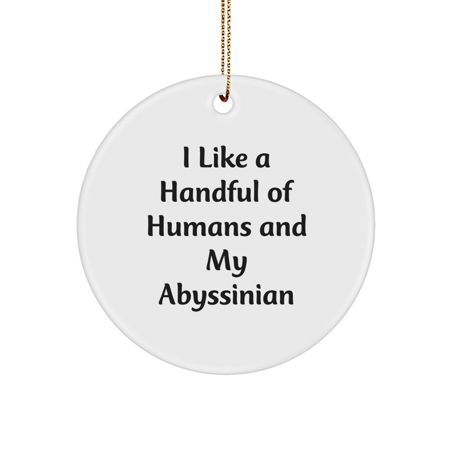 Abyssinian Cat Christmas Unique Gifts from Friends, Funny Circle Ornament for Abyssinian Cat Lovers, I Like A Handful Of Humans And My Abyssinian - Image 1