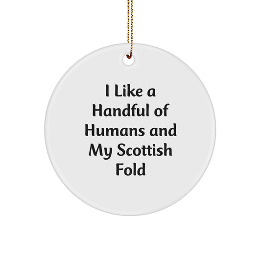 Scottish Fold Cat Lover Gifts from Friends and Family - Funny Quote Circle Ornament for Christmas Unique Presents - Image 1