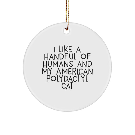 American Polydactyl Cat Gifts for Cat Lovers - 'I Like A Handful Of Humans' Christmas Ornament - Image 1