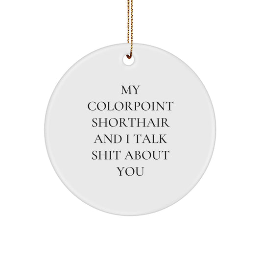 Colorpoint Shorthair Cat Funny Quote Circle Ornament Gifts from Men Women Friends Coworkers Family for Colorpoint Shorthair Cat Lover Christmas Unique Decorations - Image 1