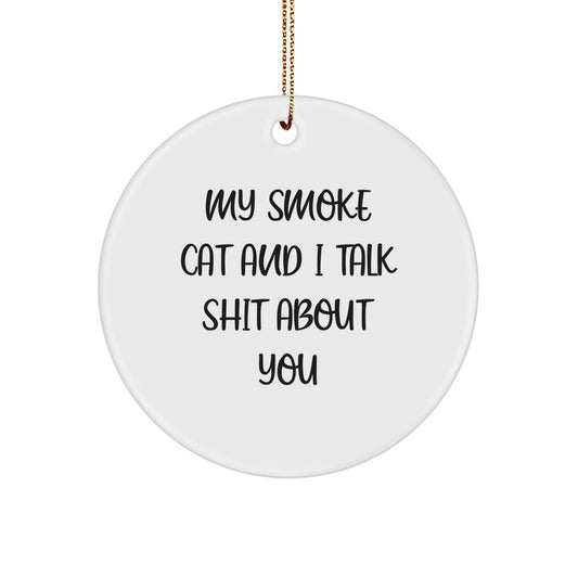 Funny Smoke Cat Circle Ornament, Unique Christmas Unique Gifts from Friends to Family - Image 1