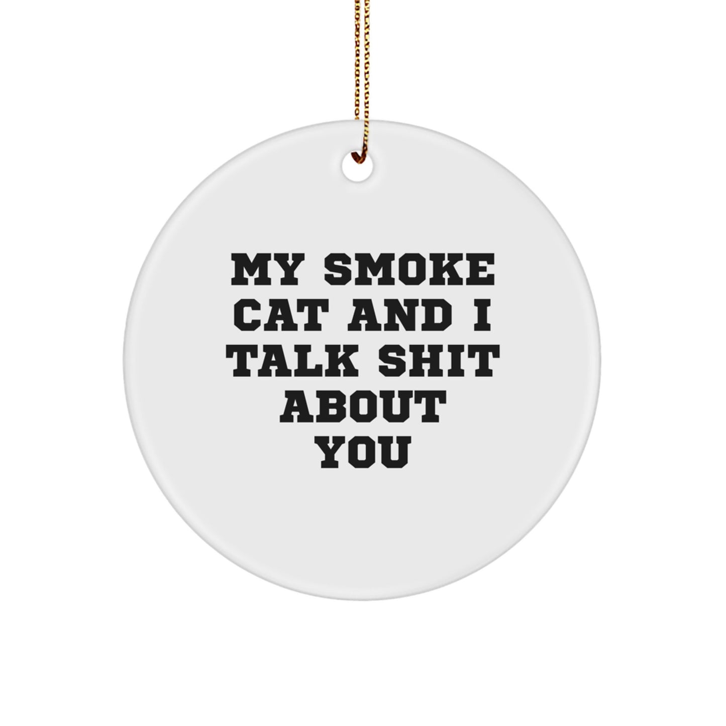 Funny Smoke Cat Circle Ornament Gifts from Friends for Smoke Cat Lovers, Christmas Unique Gifts - Image 1