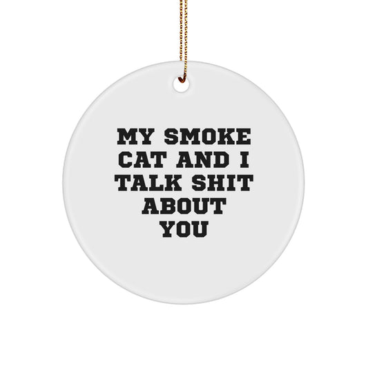 Funny Smoke Cat Circle Ornament Gifts from Friends for Smoke Cat Lovers, Christmas Unique Gifts - Image 1