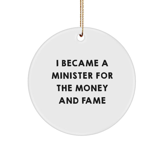 Funny Minister Gifts from Friends, Inspirational Christmas Circle Ornament for Minister - Image 1