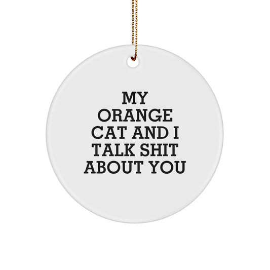 Funny Orange Cat Gifts from Friends for Orange Cat - Circle Ornament My Orange Cat And I Talk Shit About You Christmas Unique Gifts - Image 1
