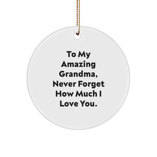 Gifts from Family for Grandma, To My Amazing Grandma Never Forget How Much I Love You., Circle Ornament with Funny Quote, Christmas Unique Gifts for Grandma - Image 1