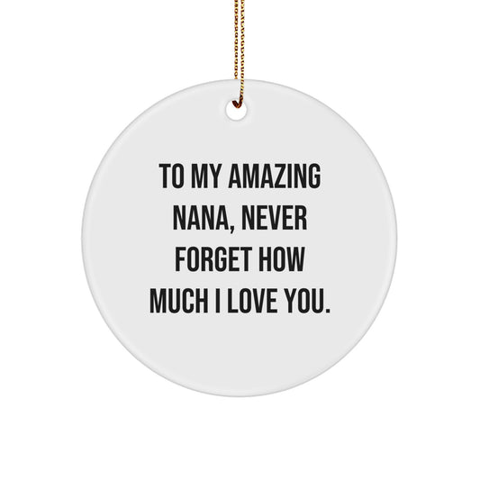 Funny Nana Gifts from Family Members to Grandma, To My Amazing Nana Never Forget How Much I Love You Circle Ornament for Christmas Unique Gifts - Image 1