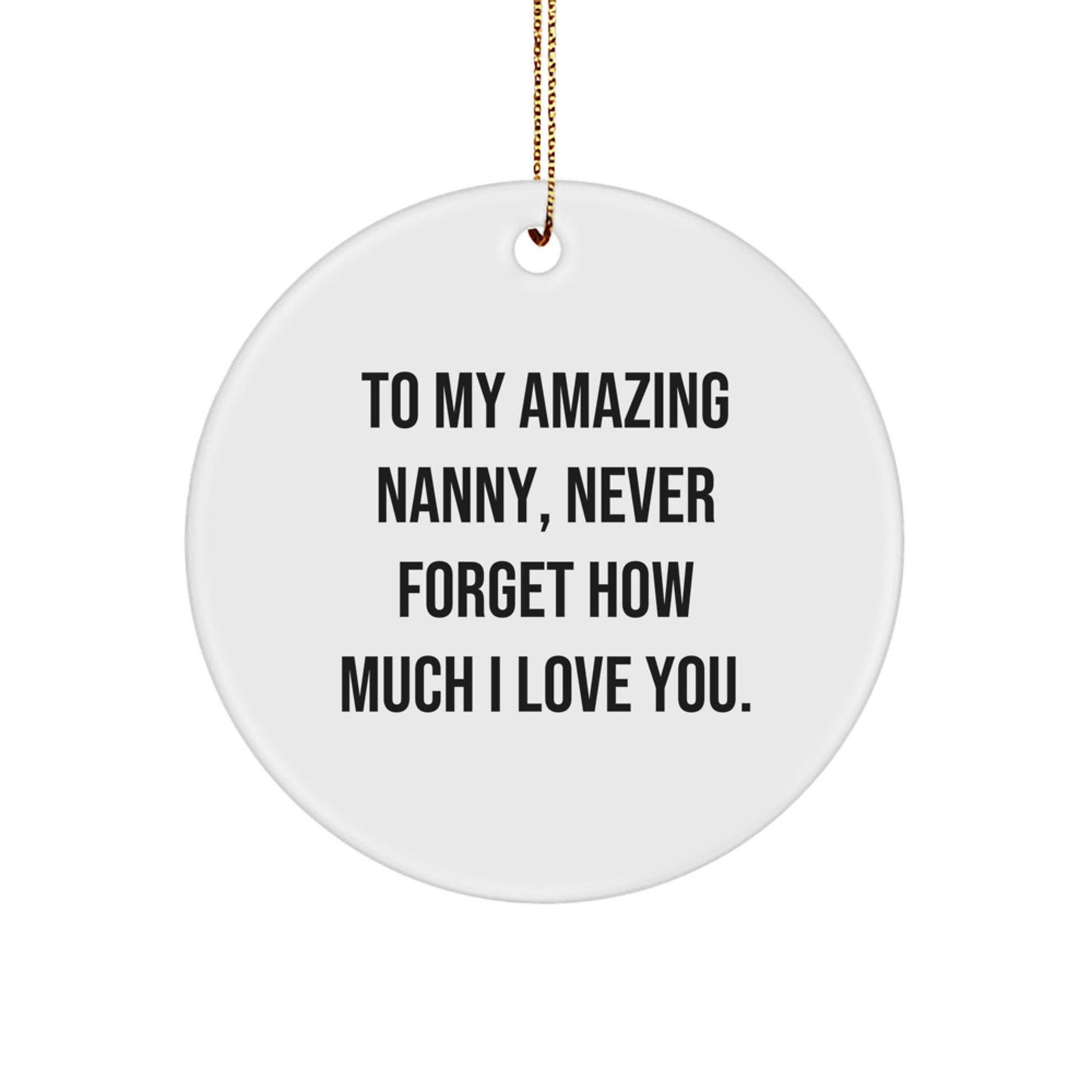 Funny Nanny Gifts from Family - To My Amazing Nanny Never Forget How Much I Love You Circle Ornament for Christmas Unique - Image 1