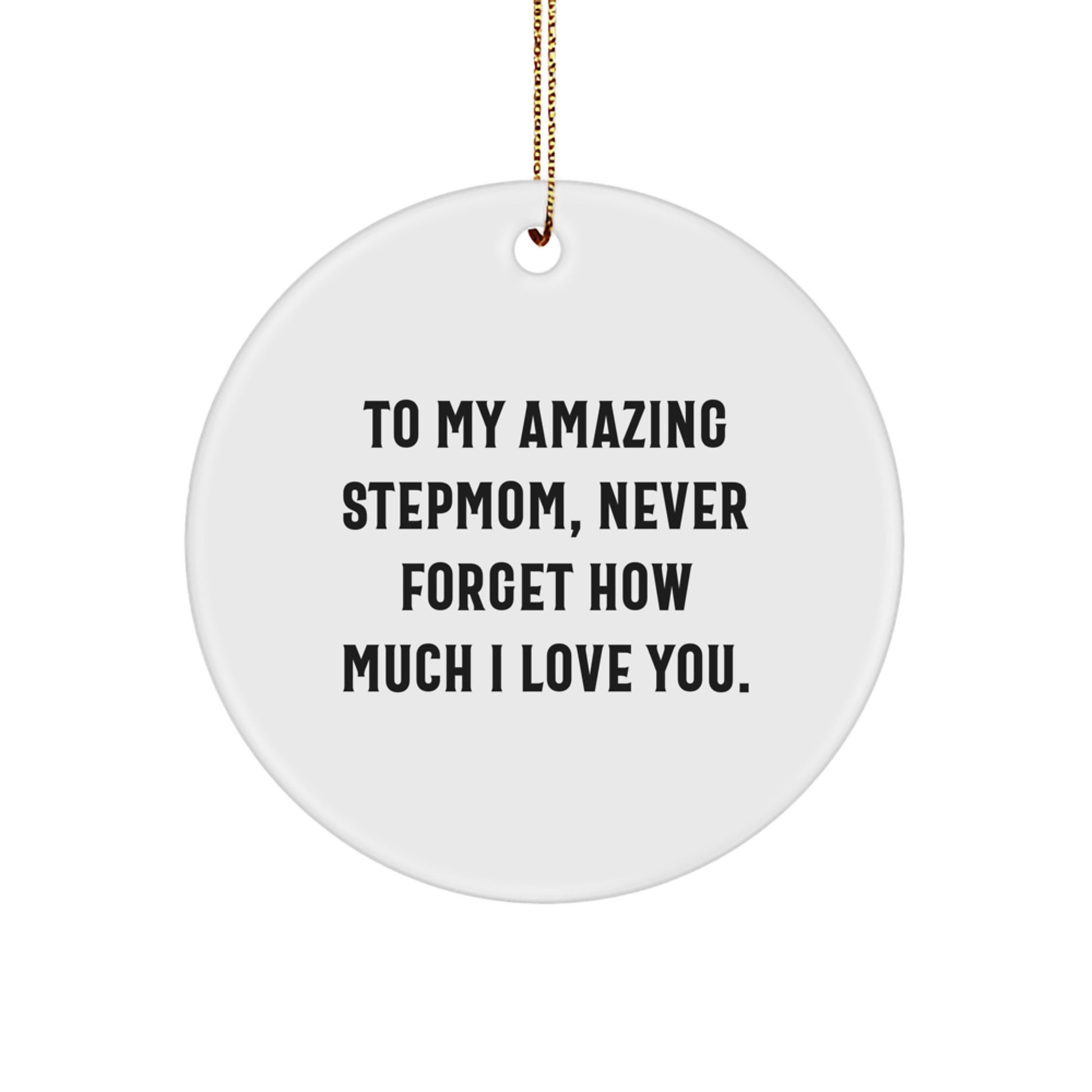 Funny Stepmom Gifts from Men - To My Amazing Stepmom, Never Forget How Much I Love You. Circle Ornament for Christmas Unique Gifts for Stepmom - Image 1