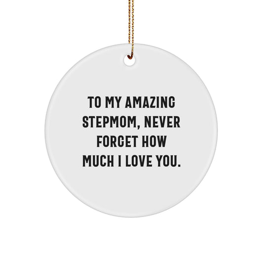 Funny Stepmom Gifts from Men - To My Amazing Stepmom, Never Forget How Much I Love You. Circle Ornament for Christmas Unique Gifts for Stepmom - Image 1